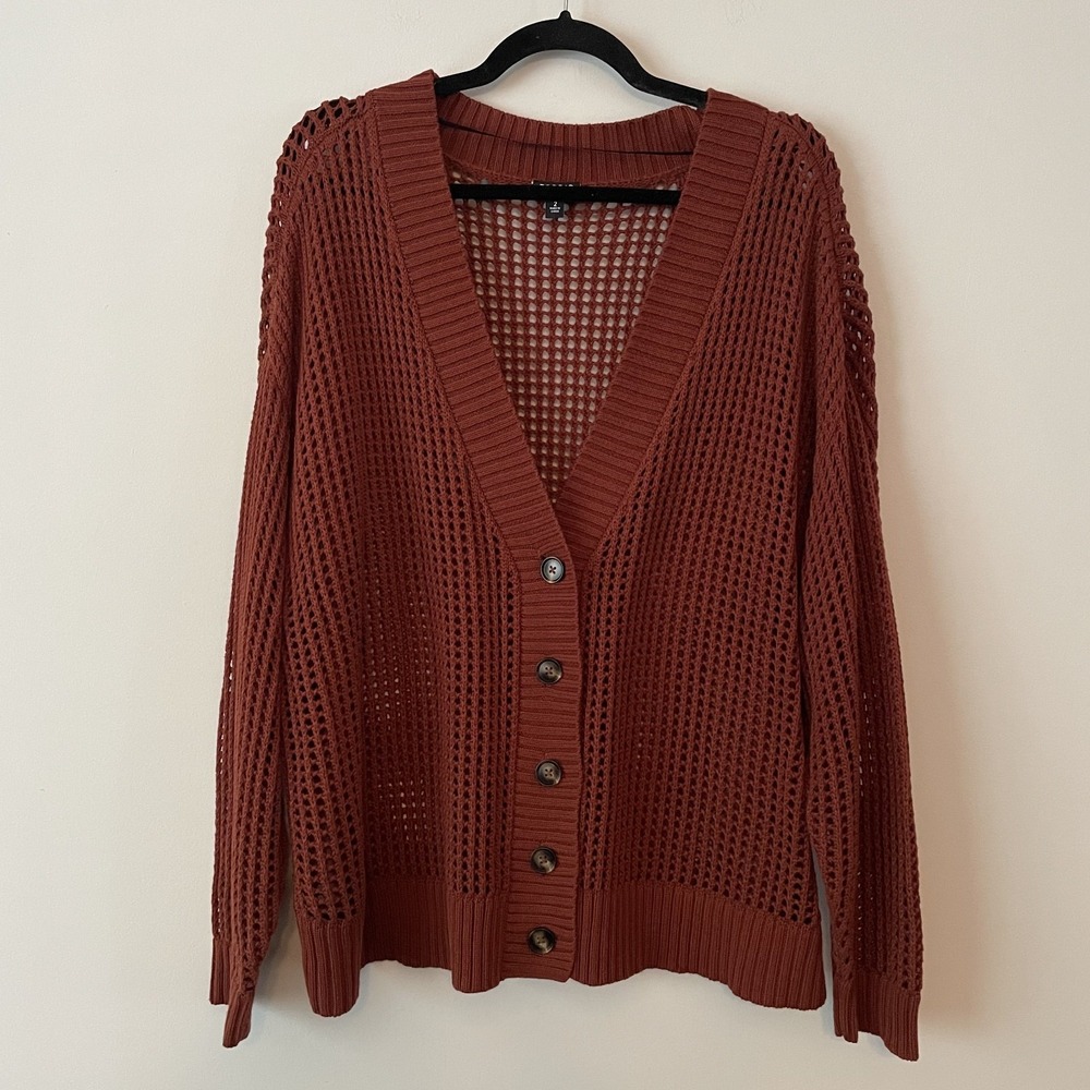 Torrid Crochet Open Knit Button Front Cardigan Orange Size 2X Boho Cottage Layer